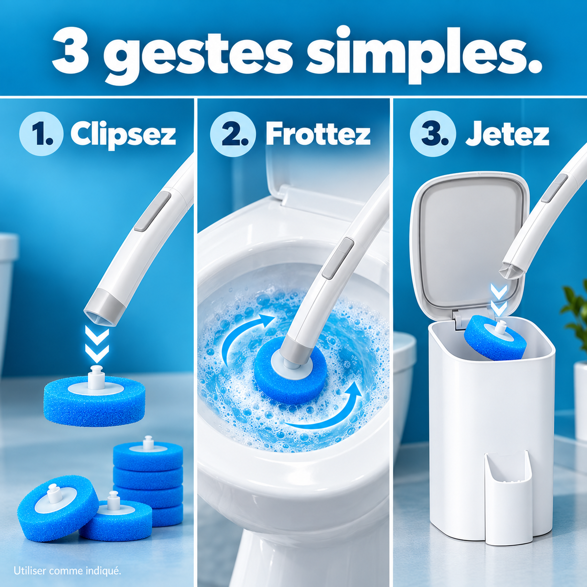 Kit Hopla — Brosse WC + socle + 24 recharges offertes